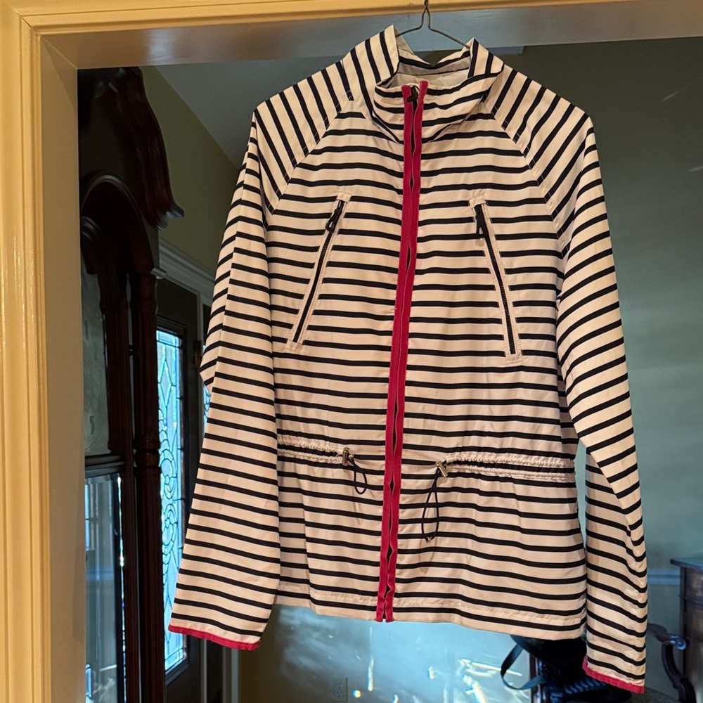Ralph Lauren Blue  and White Striped Jacket with Pink Trim